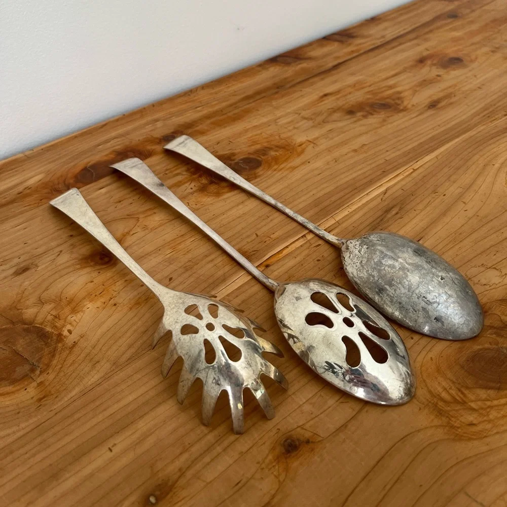 SOLD Vintage Silver-plated Serving Spoon Set - Picture 8 of 8